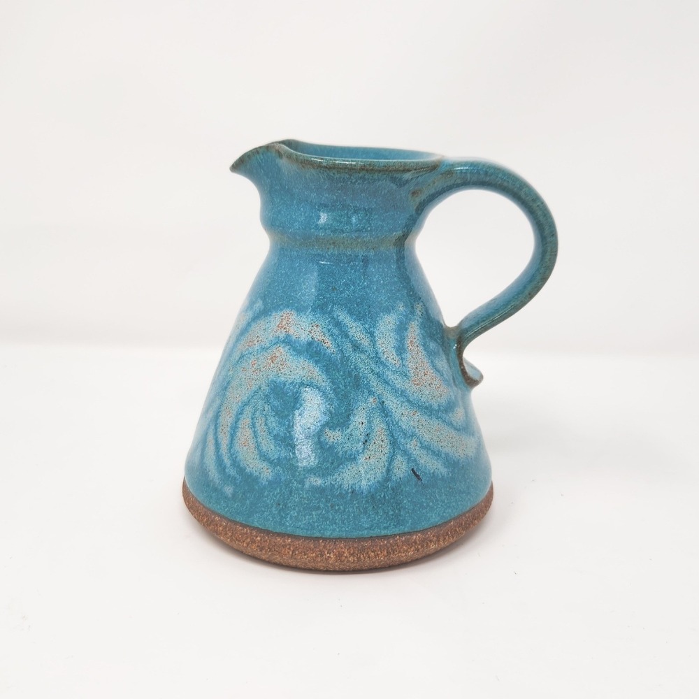 Mark Blumenfeld Teal Green Pottery Pitcher‎ with Brown base